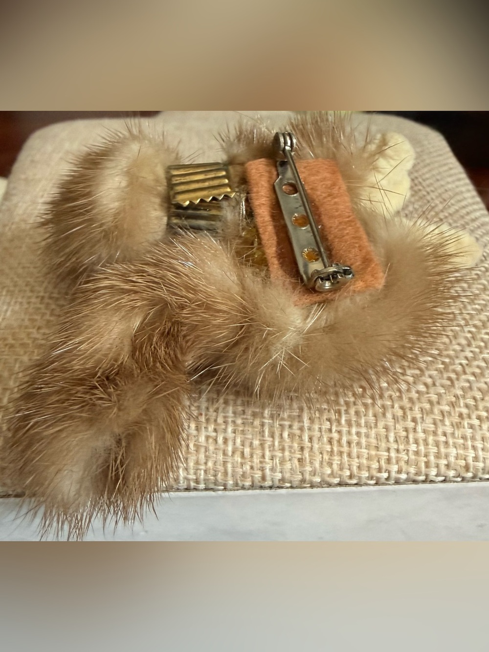 Mink Fur Fox Brooch Vintage Tan Brown - Picture 5 of 10